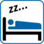 Piktogramm: schlafende Figur im Bett Piktogramm: schlafende Figur im Bett